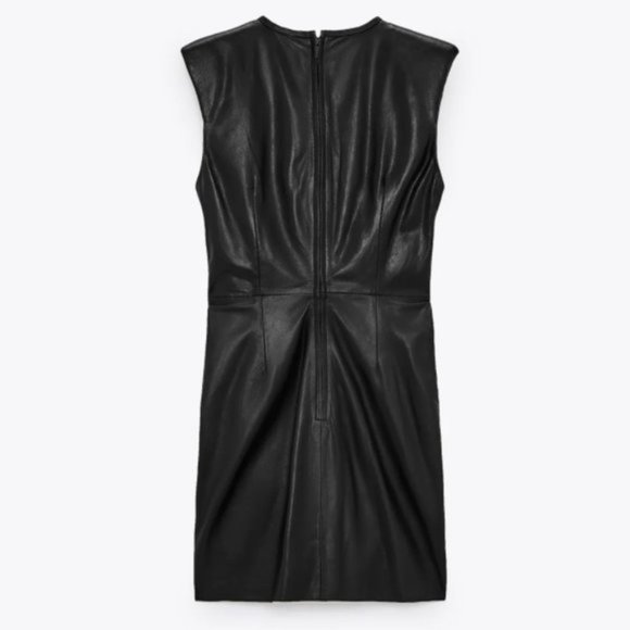 Zara Sleeveless Leather Knot Dress Black Size Large - Picture 5 of 13